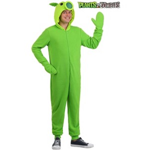 HalloweenCostumes.com Plants vs Zombies Adult Peashooter Onesie Costume | Video Game Costumes - 1 of 4