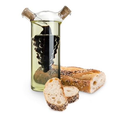 Hand-Blown Glass Oil and Vinegar Cruet with Cork Stoppers