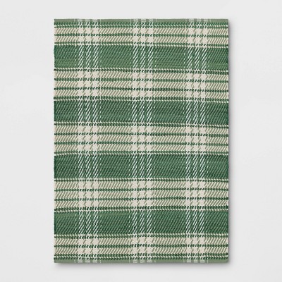 4'x5'6" Plaid Chindi Handwoven Area Rug Green - Room Essentials™