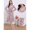 INSPIRE CHIC Women's Floral Mock Neck Long Sleeve Elastic Waist Flowy Midi Dress - 2 of 4