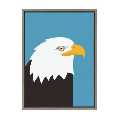 18" x 24" Sylvie Bald Eagle by Rocket Jack Framed Wall Canvas Gray - Kate & Laurel All Things Decor