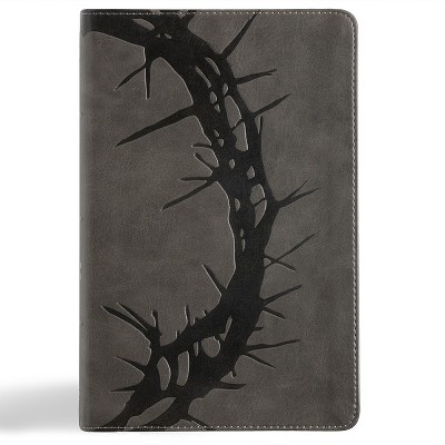 NASB Large Print Personal Size Reference Bible, Charcoal Leathertouch - by  Holman Bible Publishers (Leather Bound)