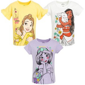 Disney Princess Ariel Snow White Rapunzel Girls 3 Pack T-Shirts Little Kid to Big Kid - 1 of 4