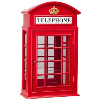 Design Toscano Piccadilly Circus British Telephone Booth Wall Curio Cabinet