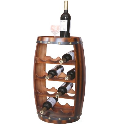 Vintiquewise Wooden Barrel Shaped 14 Bottle Wine Rack