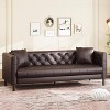 Coucheta 81" Leather Sofa Collection - Chesterfield Style 3-Seater with Deep Seats & 2 Pillows, Button Tufted Design, Multiple Colors - 4 of 4