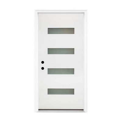 MAYEERTY New Design Fiberglass Composite Door Right Hand Inswing Entrance Door White Exterior Front Entry Doors with 4-9/16 Frame