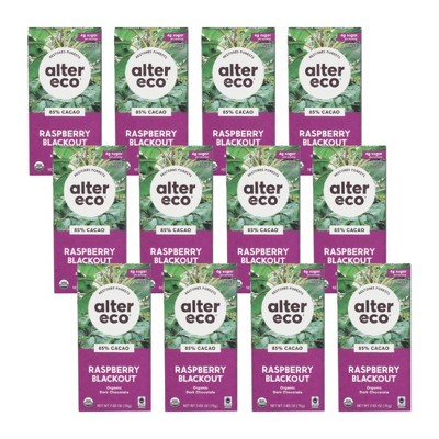 Alter Eco Organic 85% Cacao Raspberry Blackout Dark Chocolate Bar - Case of 12/2.65 oz