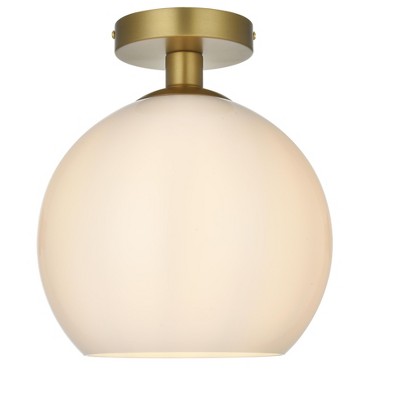 Elegant Lighting Baxter 10 Inch Flush Mount Frosted White Shade in Satin Gold