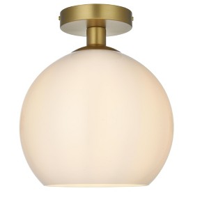 Elegant Lighting Baxter 10 Inch Flush Mount Frosted White Shade in Satin Gold - 1 of 4