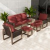EAGLE PEAK 5 Pieces Natural Cedar Wood Patio Furniture, Outdoor  Conversation Set with Ottomans - 2 of 4