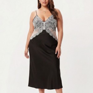 Lace Full Slips For Dresses Plus Size Anna-Kaci Lounge Women's Plus Size  Lace Trim Slip
