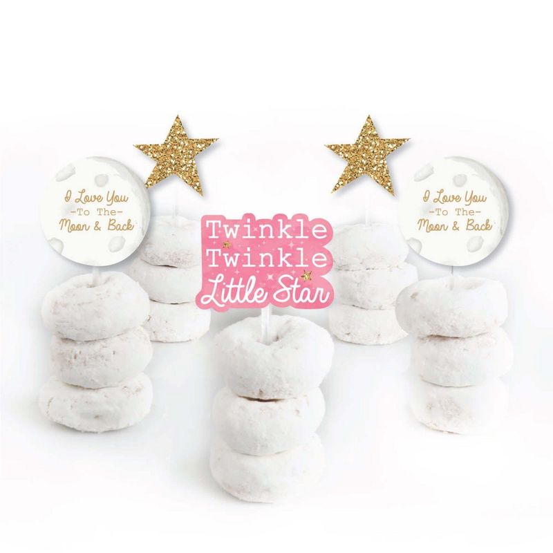 Big Dot of Happiness Pink Twinkle Twinkle Little Star - Dessert Cupcake Toppers - Baby Shower or Birthday Party Clear Treat Picks - Set of 24, 2 of 7