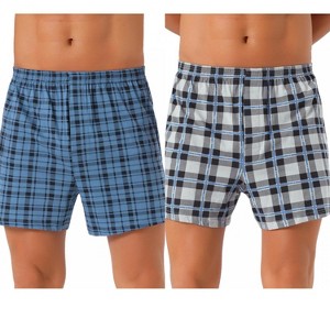 INSPIRE CHIC Men's 2 Pack Elastic Waistband Plaid Pattern Boxer Shorts - 1 of 4