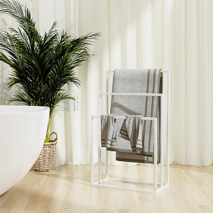 vidaXL Freestanding Towel Rack White 18.9 in.x9.4 in.x31.1 in. Iron - 1 of 4