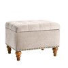 CAVINAS Square Ottoman with Storage Space, Retro Riveted Velvet Upholstered Storage Ottoman Bench, Hidden Support Hinges - 3 of 4