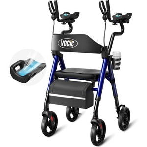 VOCIC Z22 Upright Rollator with GelCool Seat, Adjustable Armrests & 8" All-Terrain Wheels. Holds 300lbs-Blue - 1 of 4