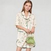 Anna-Kaci Lounge Women's Floral Print Pajama Set with Piping Trim and Button Front Short Sleeve Top - 2 of 4