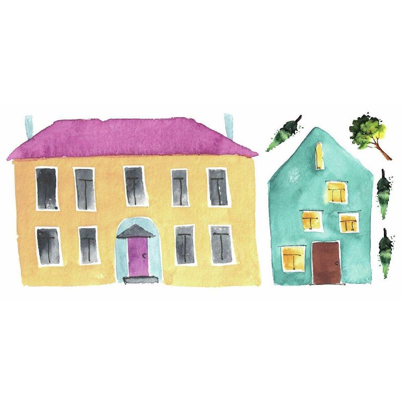RoomMates Watercolor Village Peel and Stick Wall Decal, 3 of 8