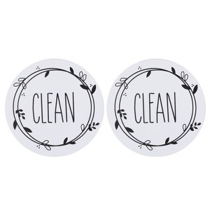 Unique Bargains Dual Side Round Dishwasher Clean Dirty Sign Magnet 2 Pcs - 1 of 4