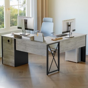 Bestier 55 Inch Office L-Shaped Desk with Reversible File Drawer - 1 of 4