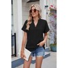 Women's Henley Neck Boho Blouse with Eyelet Embroidery Textured Summer Tops Casual T-Shirts - 4 of 4