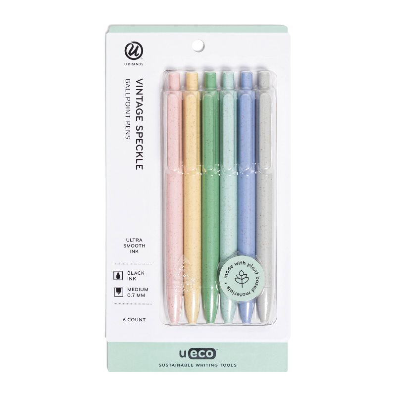 U Brands U-Eco 6pk Ballpoint Pens Core Speckle 0.7mm Black Ink, 3 of 8