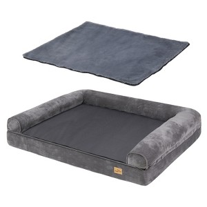 Artloge Large Grey Dog Sofa Bed Memory Foam Calming Orthopedic Pet Mattress Cushion Waterproof Bolster Dog Couch Bed with Removable Washable Cover - 1 of 4
