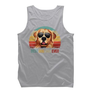 Men's Design By Humans Best Dog Dad Ever Golden Retriever By LuckyCharm99 Tank Top - 1 of 2