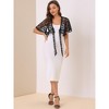 Allegra K Women’s Lace Floral Tie Front Flowy Short Sleeve Cardigan Shrug Blouses - 3 of 4