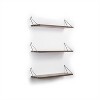 Mounted Rustic Decorative Hanging Metal Bracket Triple Shelfs for Books, Walnut/Chrome - 2 of 4