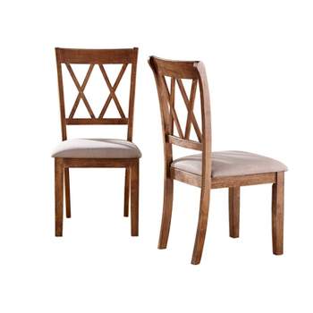 Set of 2 Roma Cross Back Dining Chairs Driftwood - Buylateral