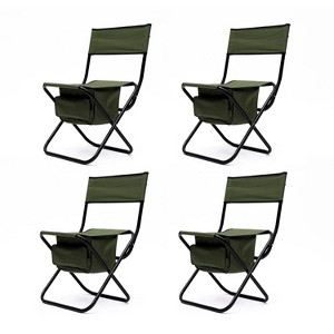 4-piece Folding Outdoor Chair with Storage Bag, Portable Chair for indoor, Outdoor Camping, Picnics and Fishing,Green - 1 of 4