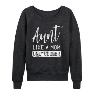 Women's - Instant Message - Like A Mom Only Cooler Lightweight French Terry Wide Neck Long Sleeve Graphic Shirt - 1 of 4