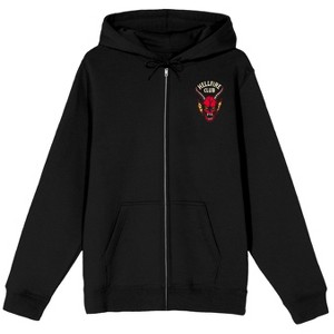Stranger Things Hawkins Hellfire Demon With Sword Adult Black Long Sleeve Zip-Up Hoodie - 1 of 4