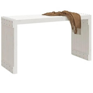 Patio Bench Extendable White 83.7"x15.9"x17.7" Solid Wood Pine - 1 of 4