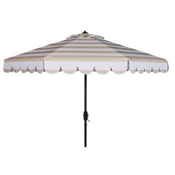Maui Single Scallop Striped 9Ft Crank Push Button Tilt Patio Outdoor Umbrella  - Safavieh