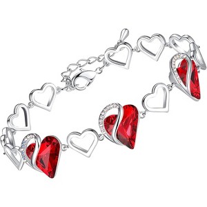 Adjustable Infinity Heart Bracelet with Birthstone - Silver Tone Link Chain Gift for Her - 1 of 4