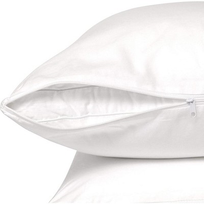 White Cotton Hypoallergenic Toddler Pillow Protector with Zipper Closure
