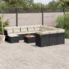 vidaXL Patio Sofa Set with Cushions Outdoor Furniture 13 Piece Poly Rattan - Black and Cream - 2 of 4