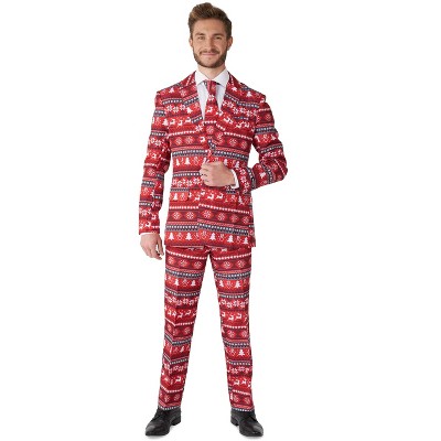 Suitmeister Men's Christmas Suit - Nordic Pixel Red : Target