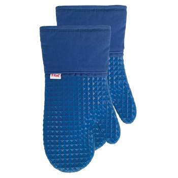 Black Silicone Oven Mitt - Heat-Resistant, Cotton Lining - 13 x 7 1/2 x  1/2 