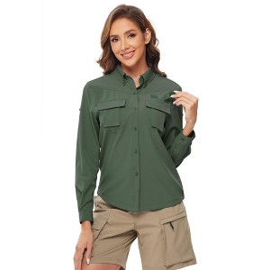 Women's UPF 50+ UV Sun Protection Safari Shirt Back Mesh-Lined Long Sleeve Button Down Fishing Shirts Hiking Shirts Travel Shirts for Women - 1 of 4