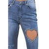 Women's Dacia Embellished Heart Cut Out Denim Ankle Jeans - Blue B - 4 of 4