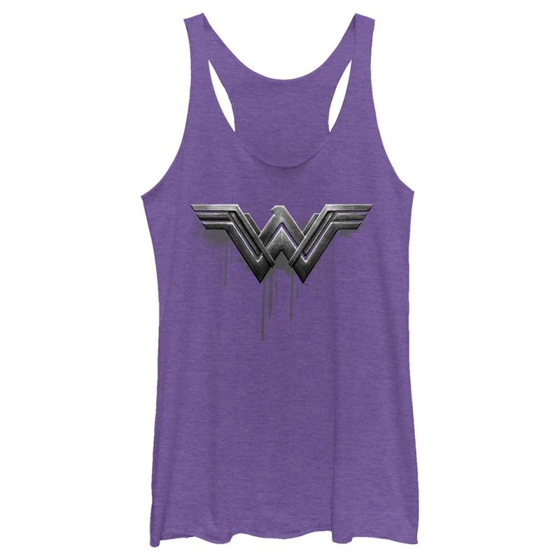 Women's Zack Snyder Justice League Wonder Woman Silver Logo Racerback Tank Top, 1 of 5