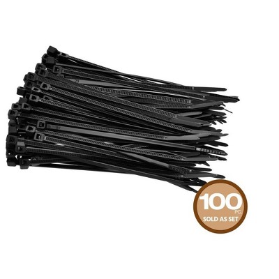 Monoprice 4-inch Cable Tie, 100pcs/Pack, 18 lbs Max Weight - Black