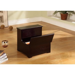 Kings Brand Nikola Wood Bedroom Step Stool with Storage, Cherry - 1 of 4