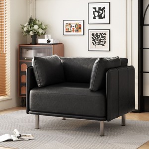 Sapphtopaz Modern Accent Chair Lounge Upholstery Chairs Wood Comfy Chair for Bedroom with Steel Leg Accent Chairs for Living Room, Nursery - 1 of 4