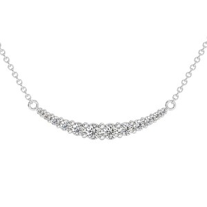 Pompeii3 1/2Ct TW Diamond Graduated Bar Necklace 14k Gold Lab Created Pendant 28mm - 1 of 4