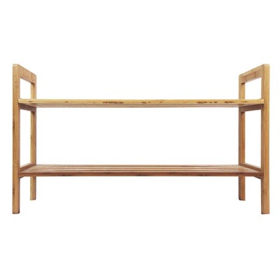 Natural Bamboo 2-Tier Stackable Shoe Rack